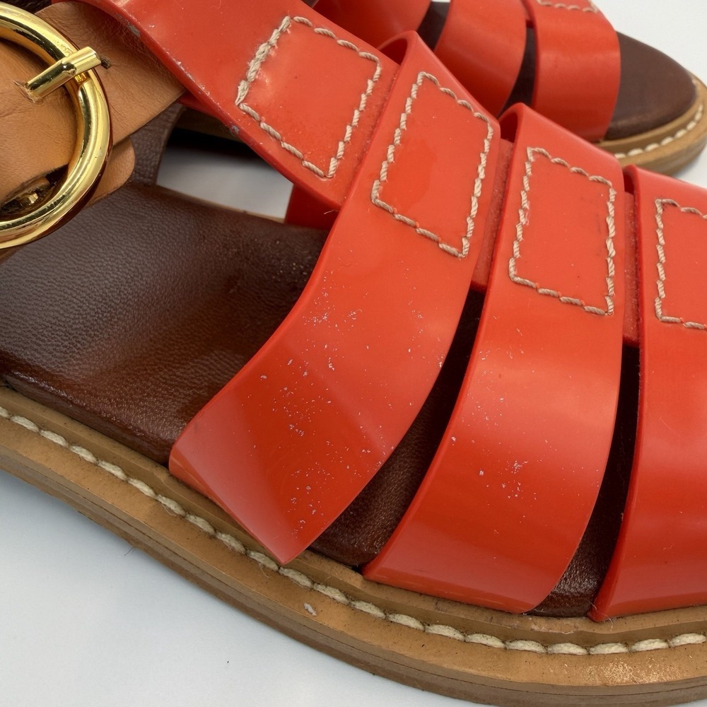 See By Chloe Fisherman Millye Orange Beige PV Rubber Sandals Size 38 (8) - Picture 8 of 12